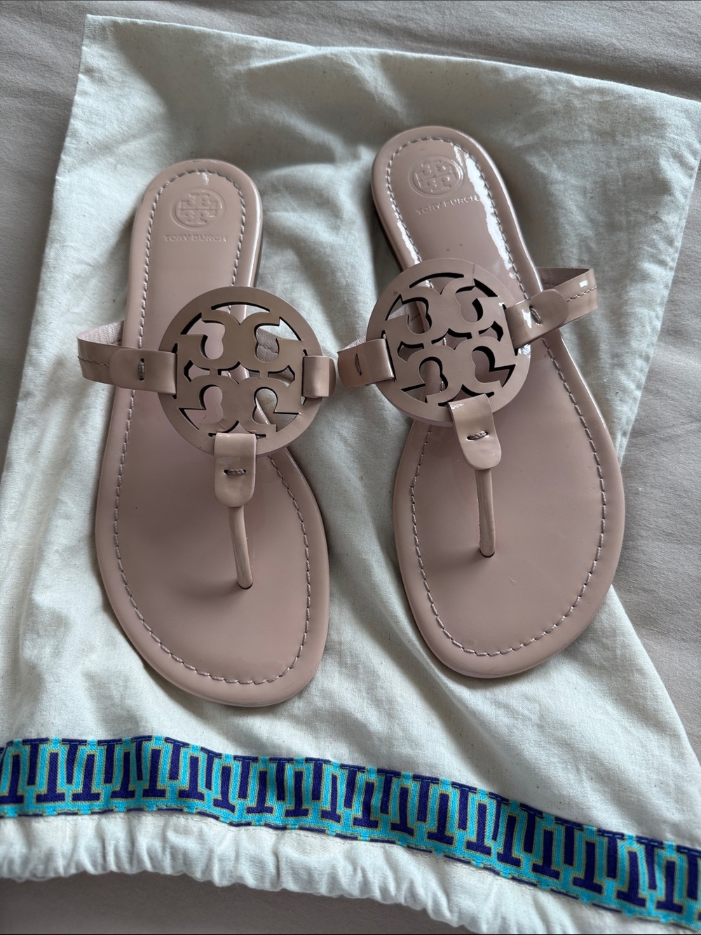 Tory Burch Blush Miller Leather Thong Sandals